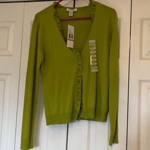 Kenneth Cole Reaction Ruffle Cardigan in Olive